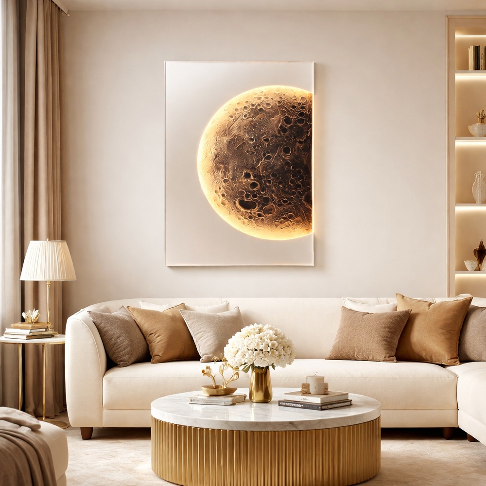 LunaHalo LED Wall Art – Luxury Moon Light Panel