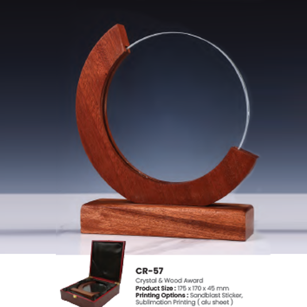 Circle Crystal & Wood Award – Customisable