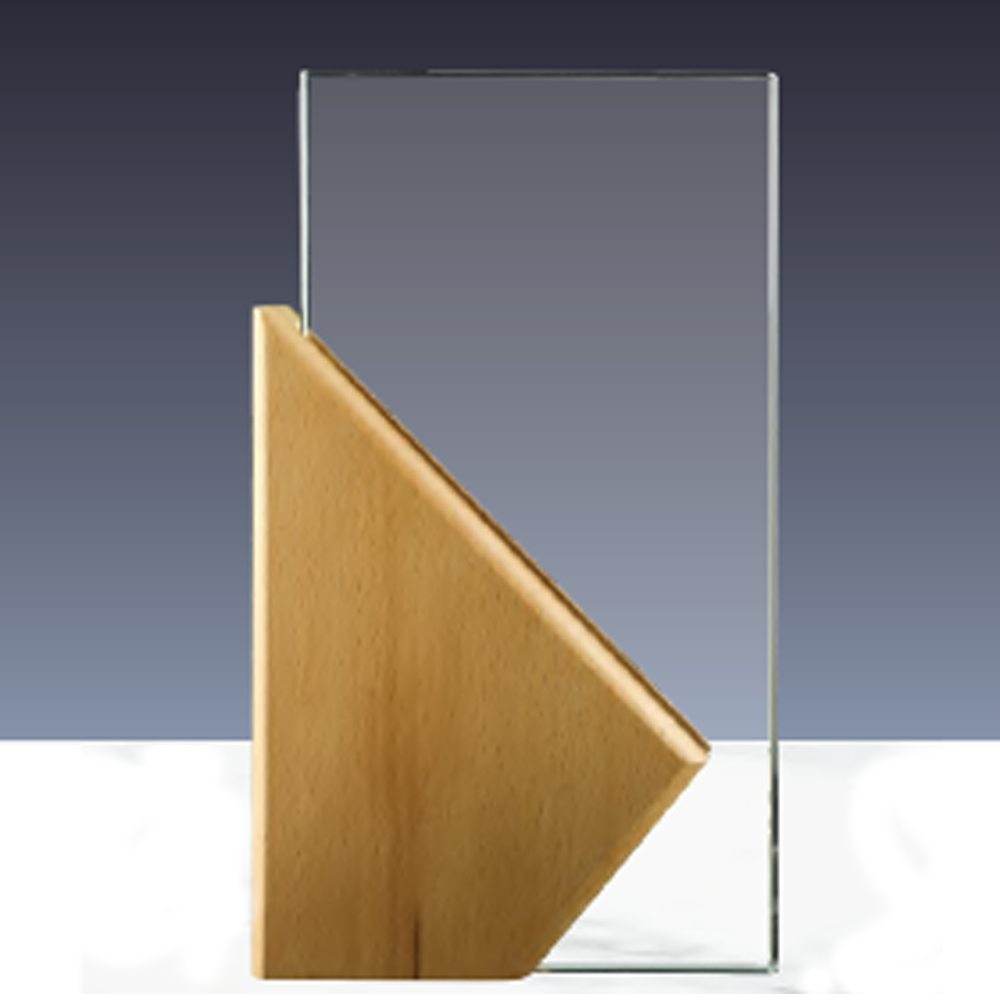 Premium Wooden Crystal Award Trophy – Custom Engraved Corporate Recognition Plaque (CR-61)