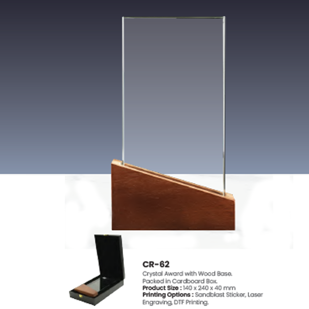Crystal Award with Wooden Base - Customisable