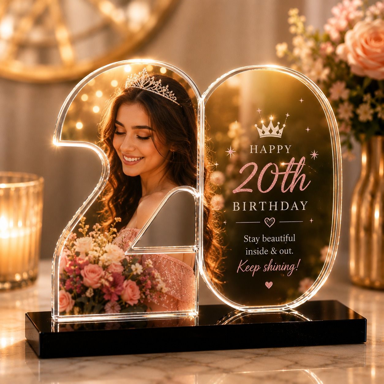 Personalized 20th Anniversary Acrylic Photo Plaque | Custom Wedding Anniversary Gift UAE